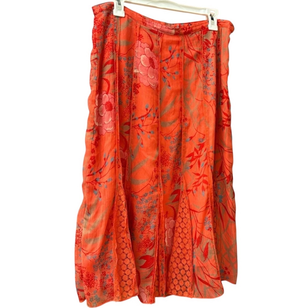 Christopher & Banks Orange Floral Maxi Skirt